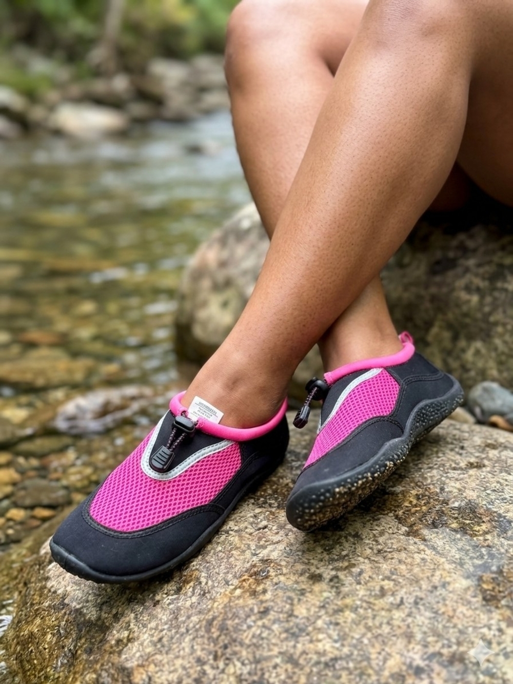 west loop Pink and Black Mesh Water Sandals